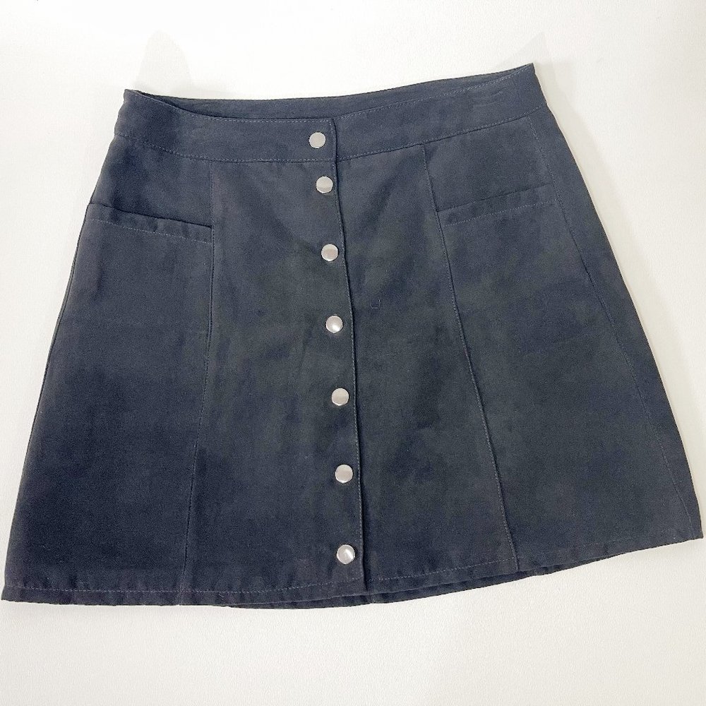 Divided by H&M Faux Suede Snap Button Mini Skirt